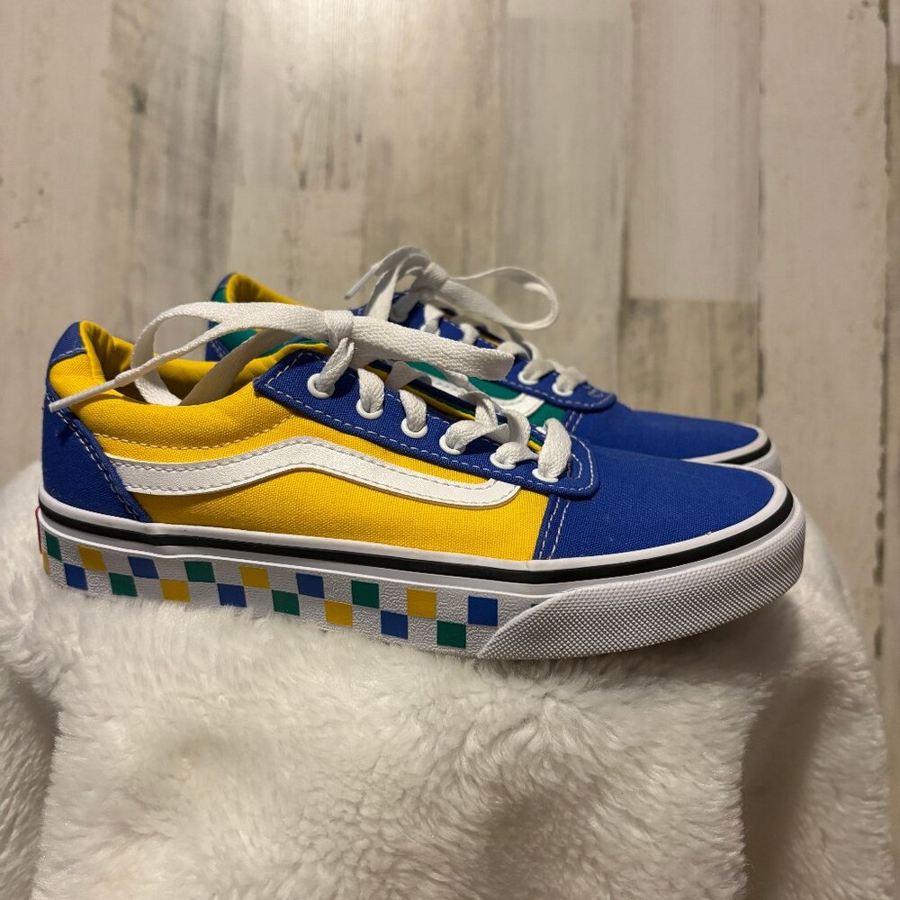 VANS Off the Wall Youth Size 3 Primary Color Block Canvas Old Skool Sneakers